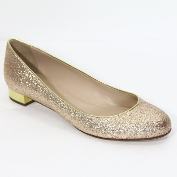 J Crew Janey Glitter Ballet Flats sz 9 NEW Gold - Picture 2 of 8